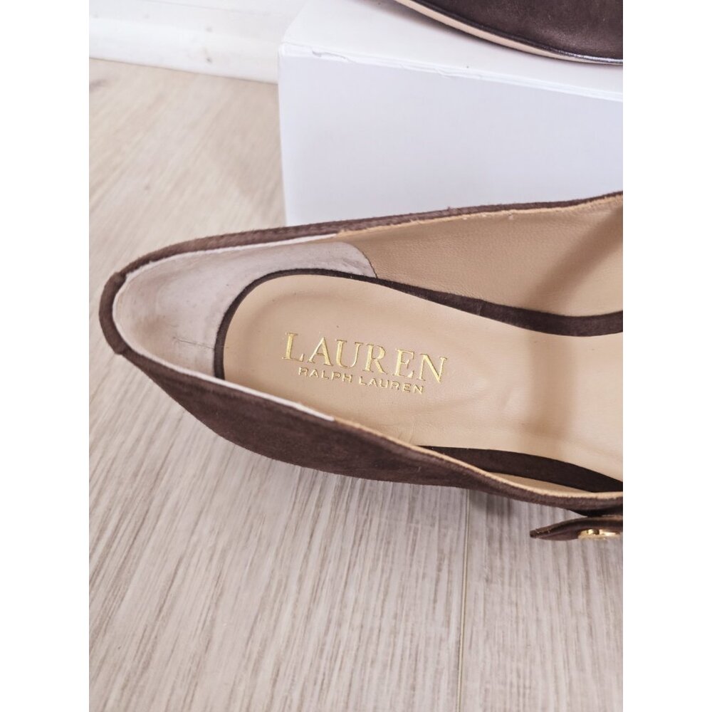 Lauren Ralph Lauren Londyn Suede Mary Jane Flats 8.5 Brown Pointed Toe Slip On - Picture 5 of 11